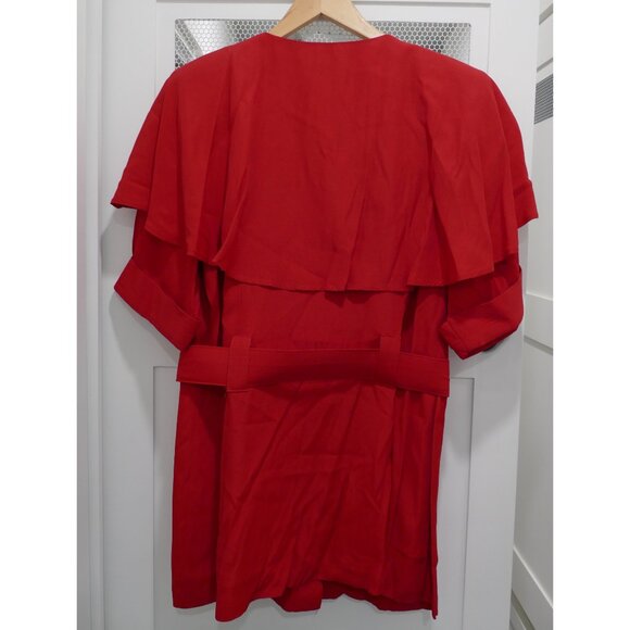 Vintage 80s Super Mini Coat Dress Double Breasted Ruffle Cape Suit Jackson - Picture 9 of 11